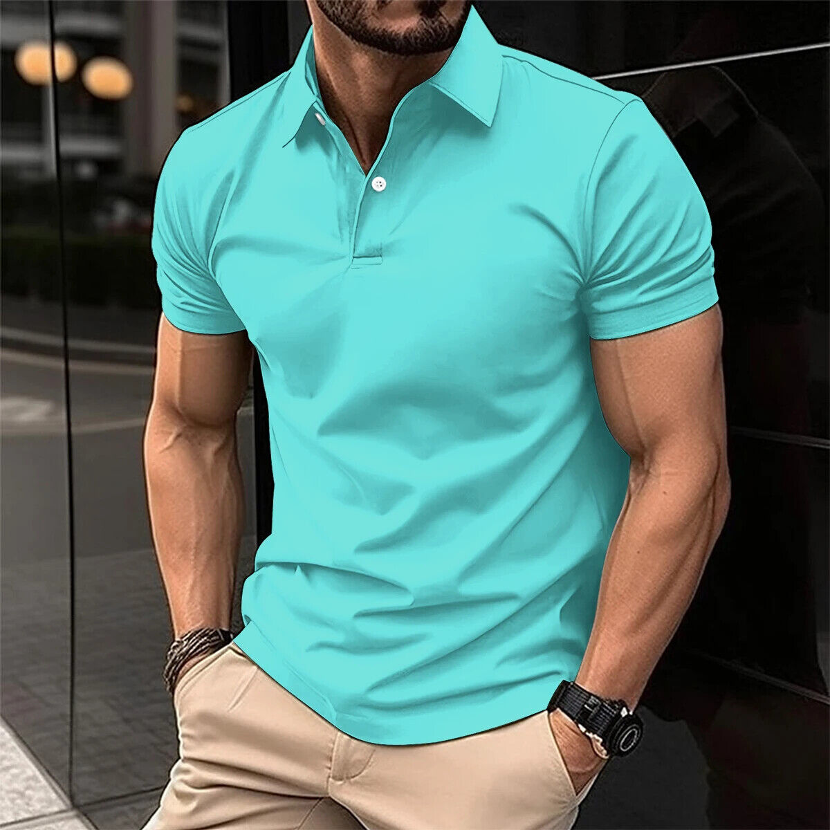 Poloshirt Polohemd Kurzärmlig lässig Business Casual Hemd Sommer Herren Office