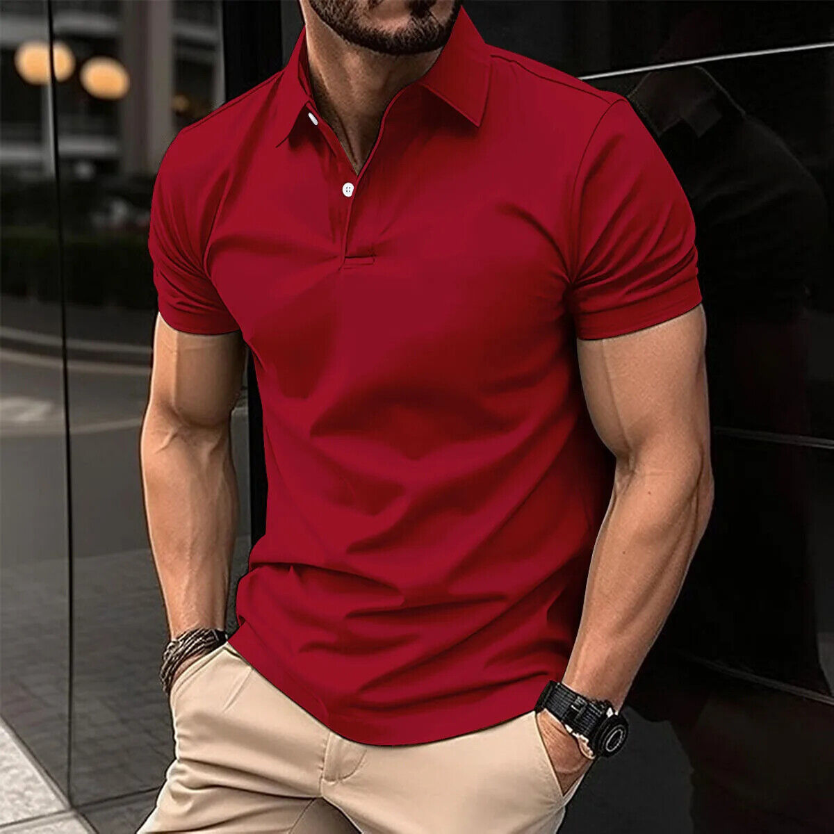Poloshirt Polohemd Kurzärmlig lässig Business Casual Hemd Sommer Herren Office