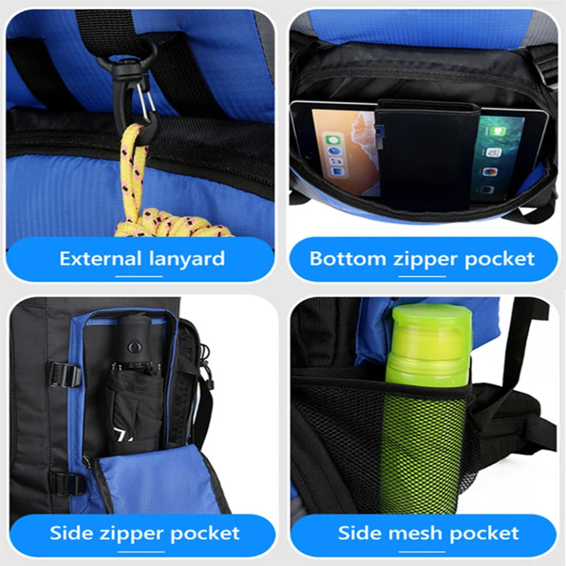 HABO 90L Wasserdicht Wandern Camping Rucksack Trekking Backpacking Groß Fächer