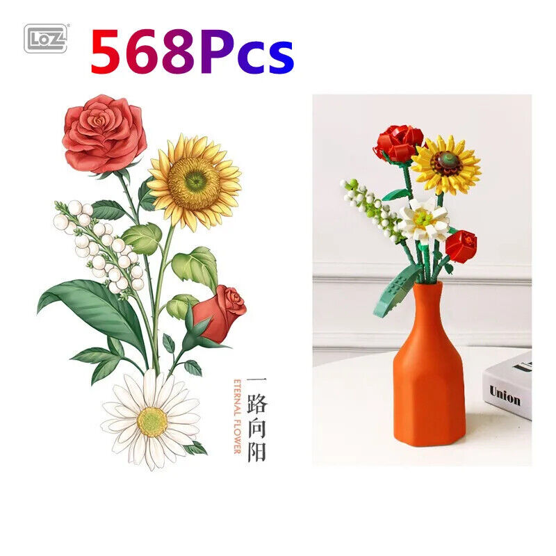 HABO Blumenstrauß Bausteine Set DIY Blumen Geschenk Valentinstag Frauen Mädchen