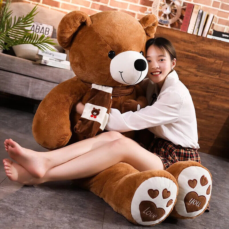 Teddybär Mit Schal Kuscheltier süßer Bär Plüschtier Geschenk für Kinder 4 Farben