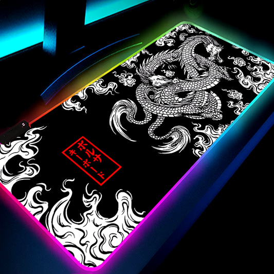 XXL RGB Gaming Mauspad Drachen Design Schreibtischmatte Schwarz Gaming Zubehör 