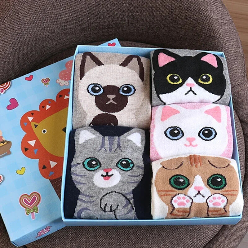 HABO Baumwoll Socken Katzen Bären Design lustige Socken atmungsaktiv Geschenk