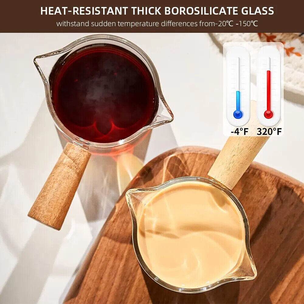 HABO 75 ml Hitzebeständiger Espresso-Messbecher aus Glas Milchkännchen mit Griff
