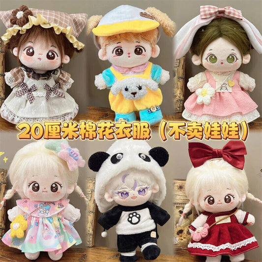 Puppenkleider für 20 cm Baumwoll-Idolpuppen – Prinzessinnenkleid und Overalls