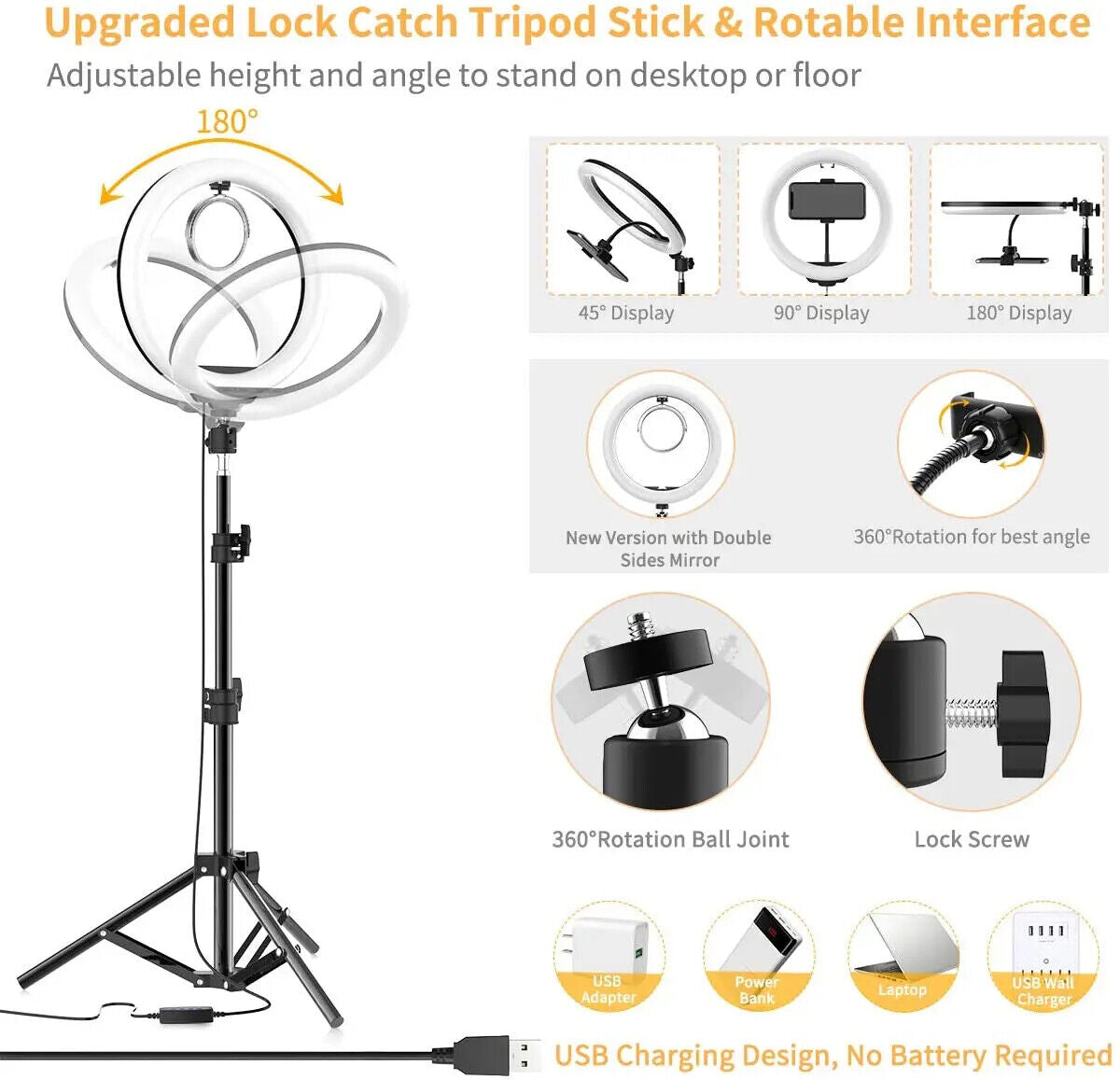 Ringlicht LED Selfie Ring Influencer Licht Gesicht Beleuchtung Helle Ring Lampe