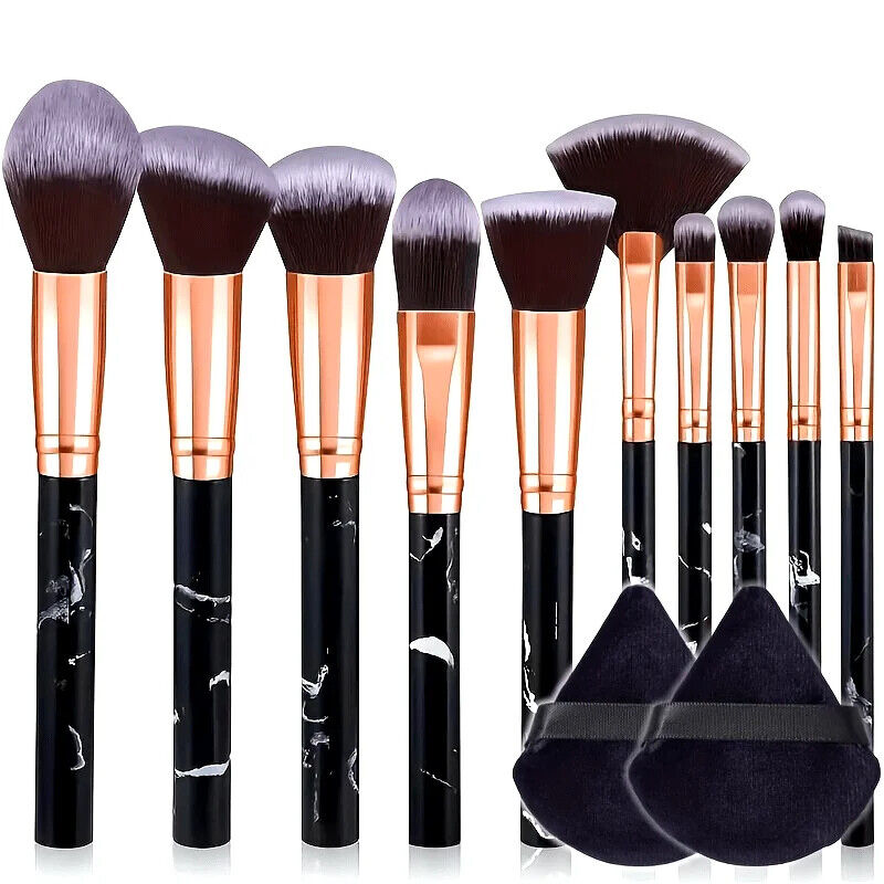 Makeup Pinsel 10 Stück Marmor Make-Up Set Professionell Foundation Puder etc.