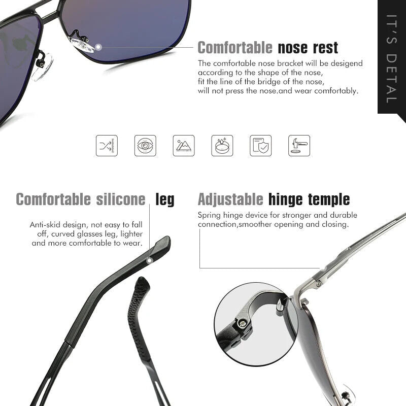 Piloten Brille Herren-Sonnenbrille Uv-Schutz Business Casual Sonnenbrille