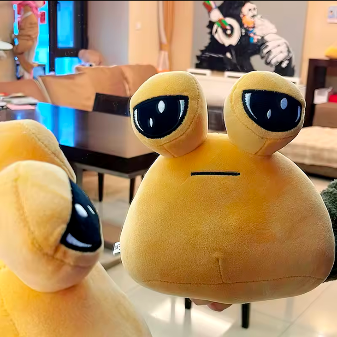 Pou Spielzeug Kuscheltier Plüschtier Brauner Ballgroße Augen 32cm