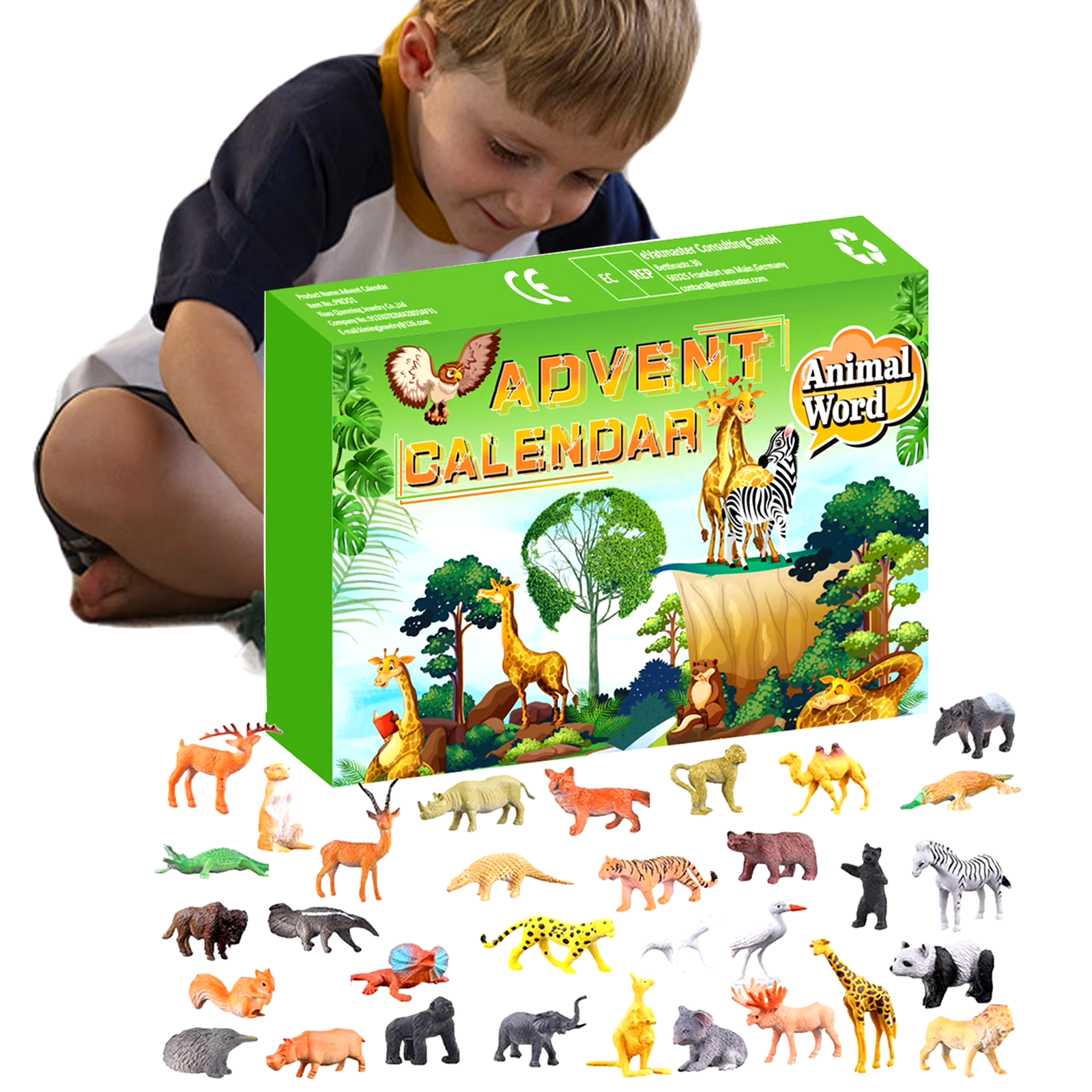 HABO Adventskalender Tierspielzeug Mini Tierfiguren Geschenk Paket Tiere Zoo