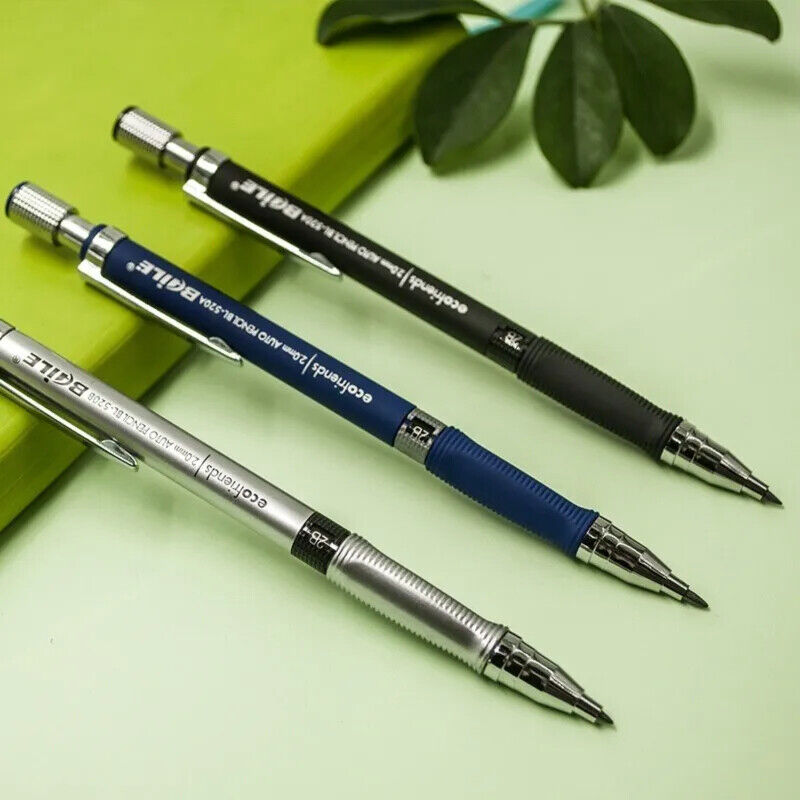 HABO Druckbleistift-Set 2,0 mm – Schwarze & Farbminen zum Schreiben, Zeichnen