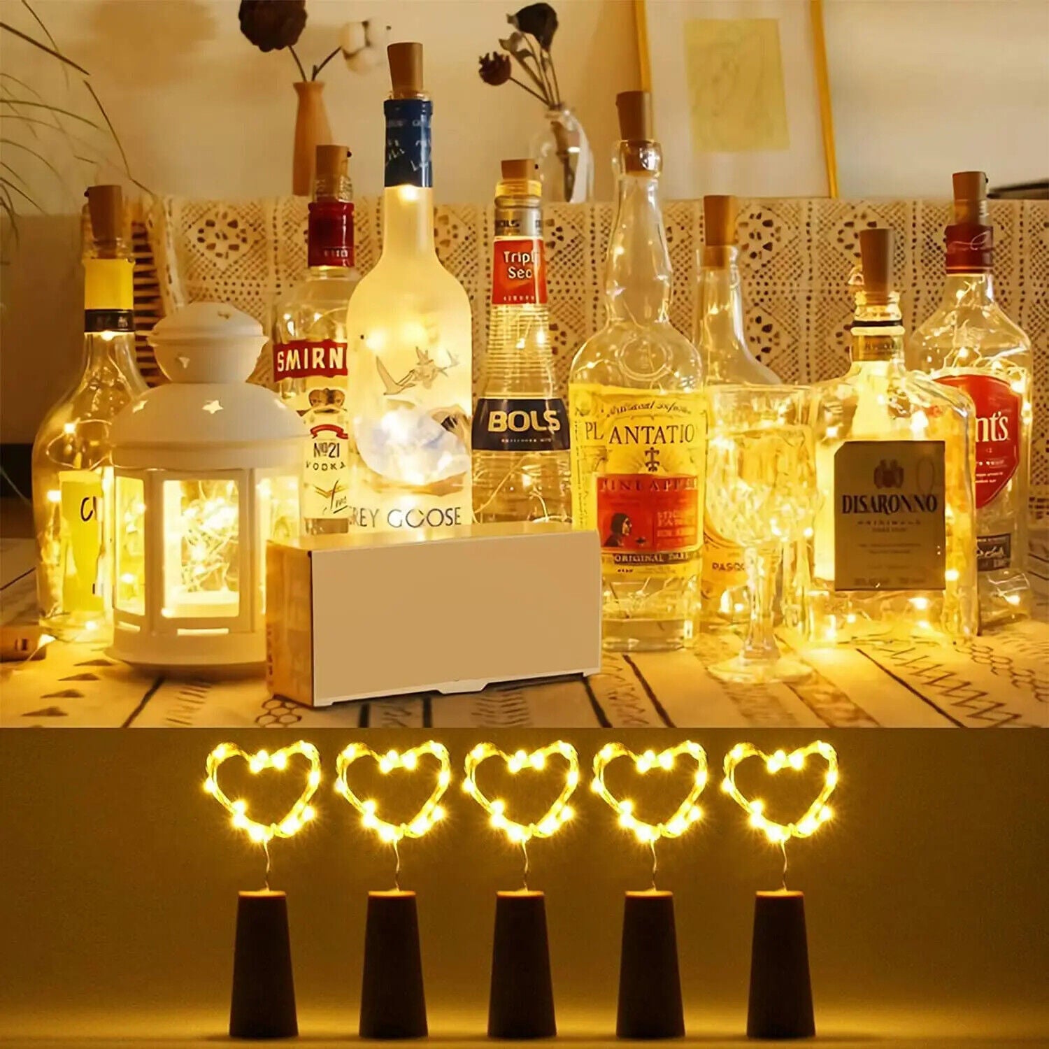 Weinflasche 2M Lichterketten Weihnacht Dekoration LED Lampe Flasche Lichterkette