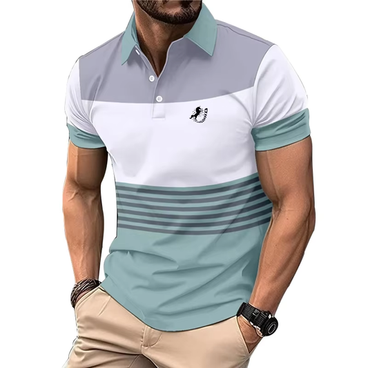 HABO 3D Digitaldruck Herren Polo-Shirt – Slim Fit, Kurzarm, Business Casual 