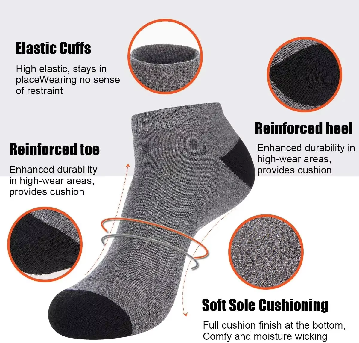HABO 10 Paar Hochwertige Sport-Fitness-Laufsocken Atmungsaktive Kurze Socken