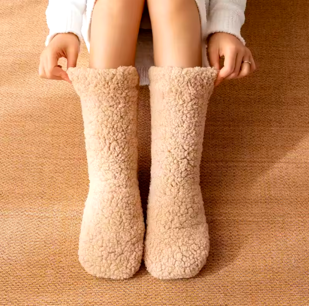 Woll Socken Überzieher Füße Winter Wärmehalter Hausschuhe Fleece kuschelig
