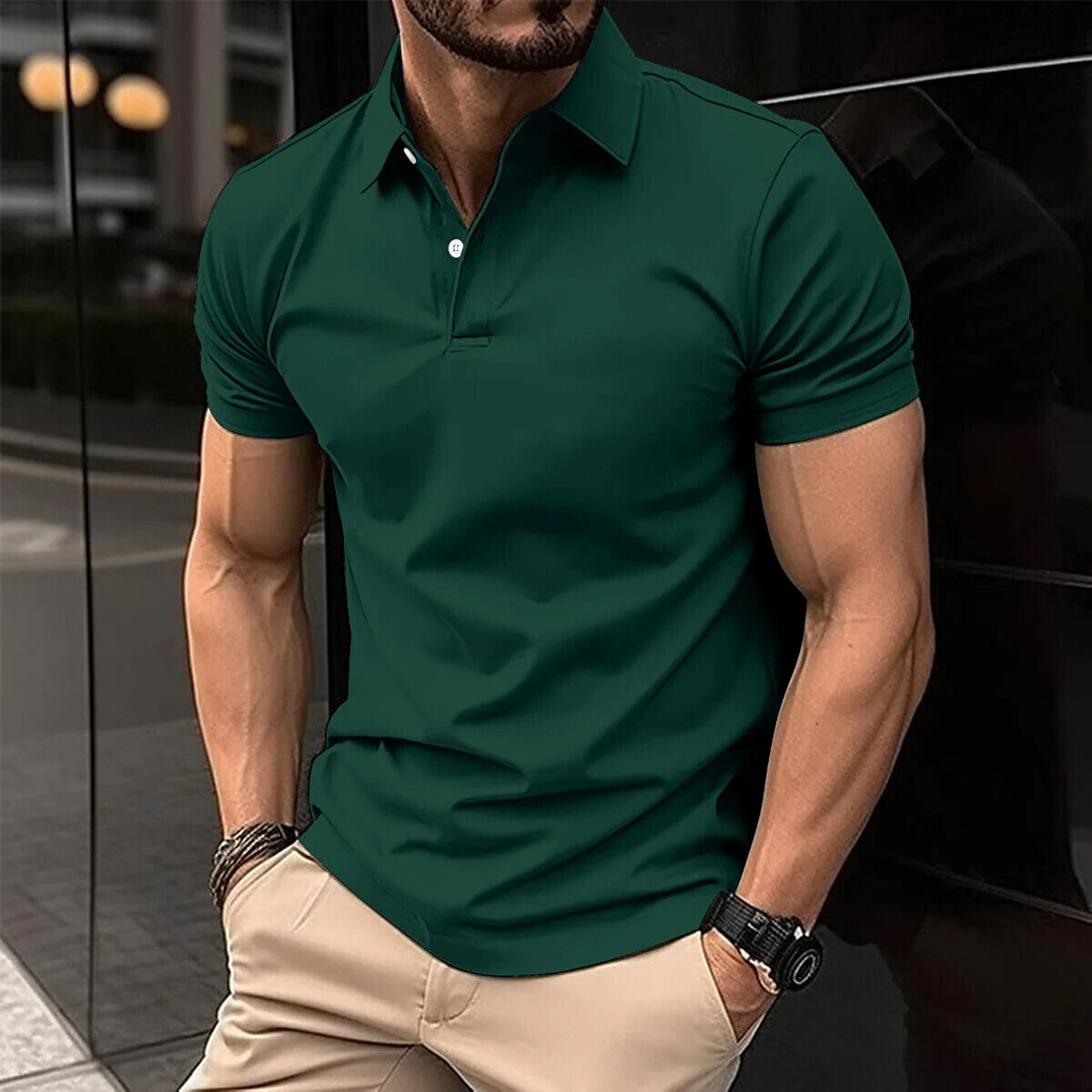 Poloshirt Polohemd Kurzärmlig lässig Business Casual Hemd Sommer Herren Office