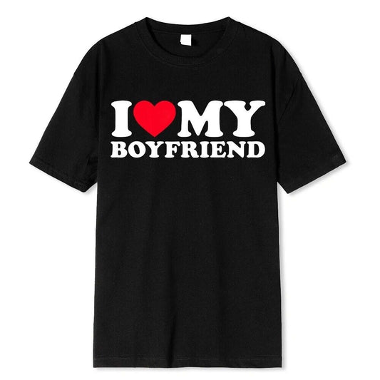 I LOVE MY BOYFRIEND Shirt Damen T-Shirt Liebe Valentinstag Geschenk Partner