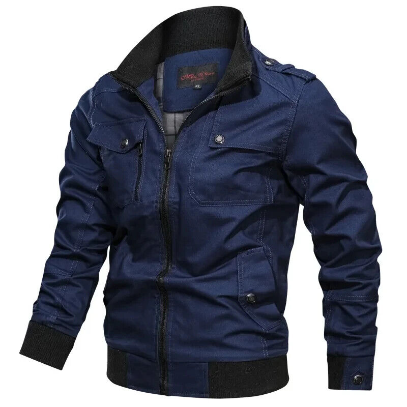 HABO Bomber Jacke Frühling Herbst Dick Windjacke Herren Bequem Lässig mit Kragen