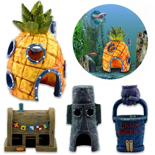 HABO Aquarium Dekoration – Cartoon Ananas Haus für Aquarium Landschaftsbau