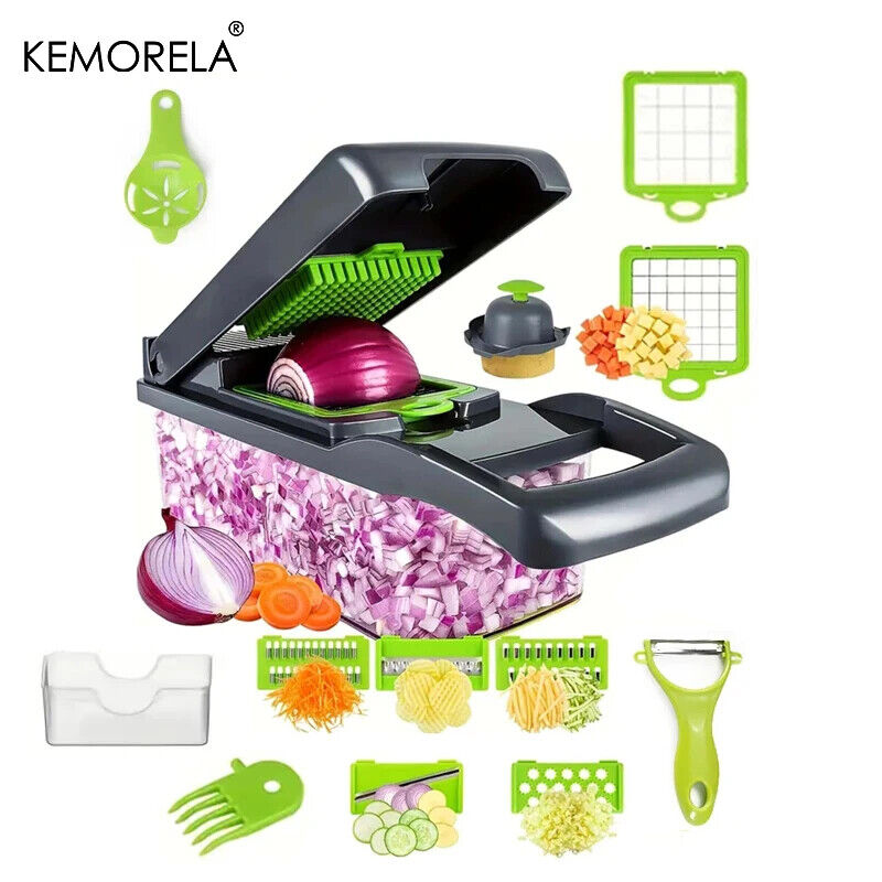 HABO 14/16 in 1 Multifunktionaler Gemüsehäcksler Gemüse Küche Zwiebeln Reibe 