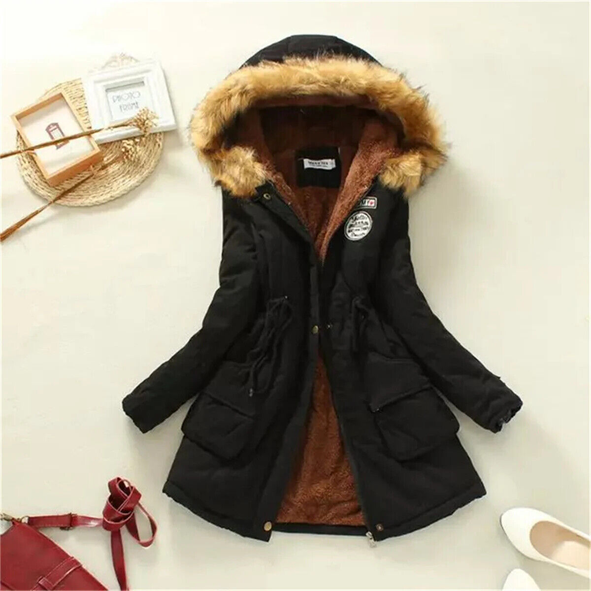 Gefütterter Wintermantel Korean Style Damen Daunen Jacke Warm Gepolsterte Parka