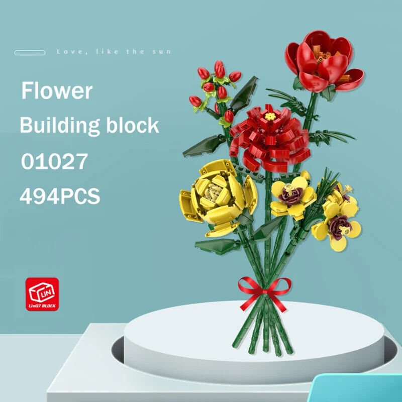 HABO Blumenstrauß Bausteine Set DIY Blumen Geschenk Valentinstag Frauen Mädchen