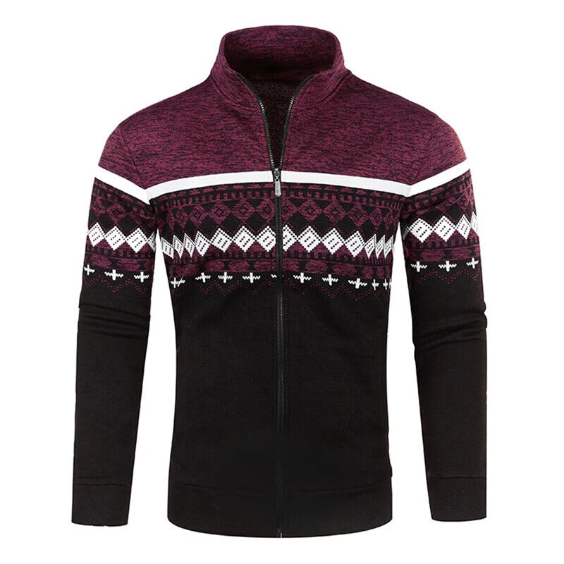 Rollkragenpullover High Neck Sweatshirt Herren Zipper Pullover Winter Weihnacht