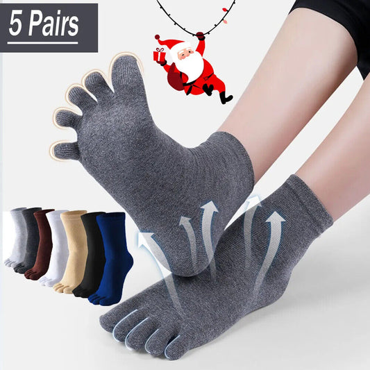 HABO Zehensocken Baumwoll Crew-Socken für Sport, Laufen, Einfarbig