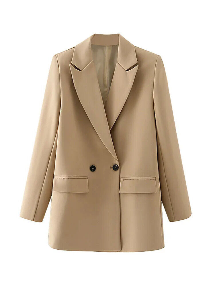 HABO Damen Blazer Zweireiher Schick Kragen Business Büro Langarm Knöpfe Mode