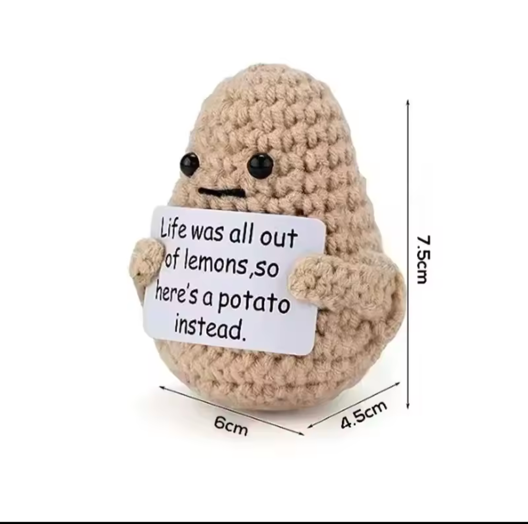 Kartoffel Plüschtier Motivationsbringer lustig Süß emotionaler Support gehäkelt