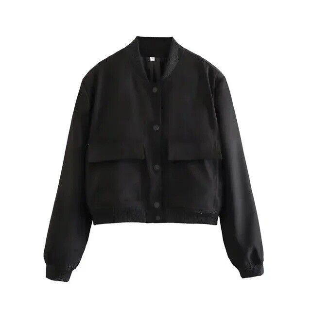 HABO Bomberjacke Damen Blousson Jacke Herbst Winterjacke Elegant Schwarz Weiß