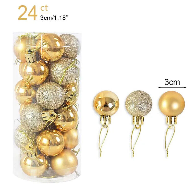 Weihnachtskugeln Weihnachtbaum Kugeln Dekoration für Christbaum Bunt Gold Silber