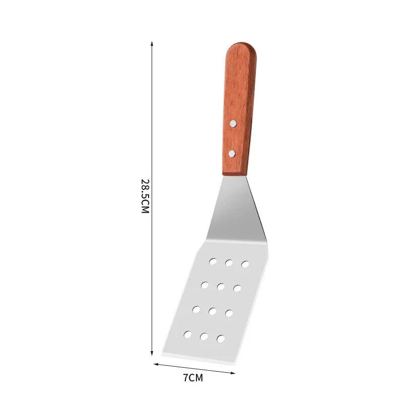 HABP Pfannen Wender Edelstahl Mit Holzgriff Schaber Grillen Küche Braten Kochen
