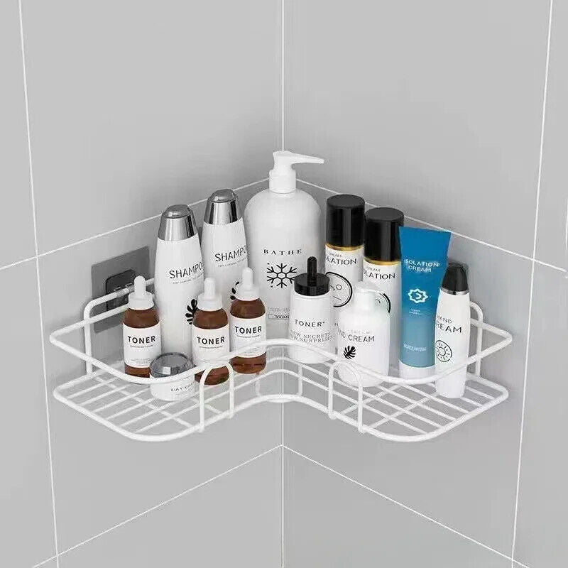 HABO Dusch Regal inkl Klebe patches Bad Eckregal Schwarz Weiß Shampoo Aufbewahr
