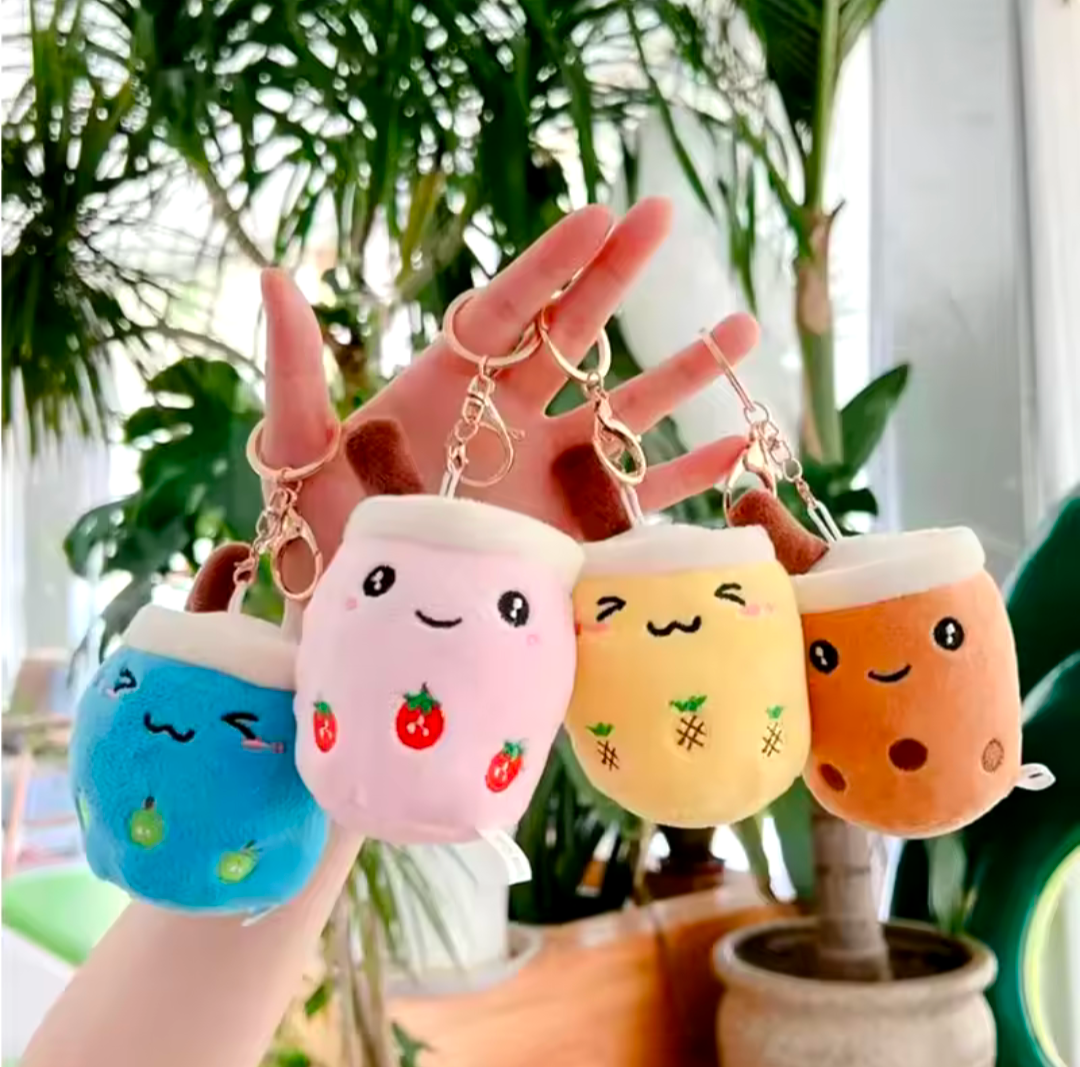Bubble Tea Plüsch Schlüsselanhänger süßer Milk Tea Anhänger