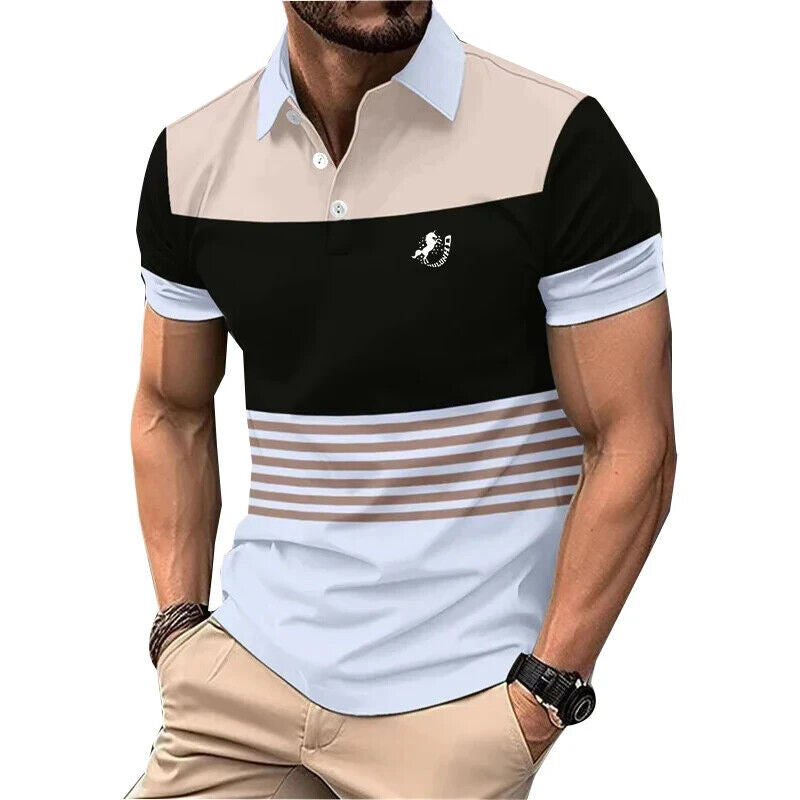 HABO 3D Digitaldruck Herren Polo-Shirt – Slim Fit, Kurzarm, Business Casual 