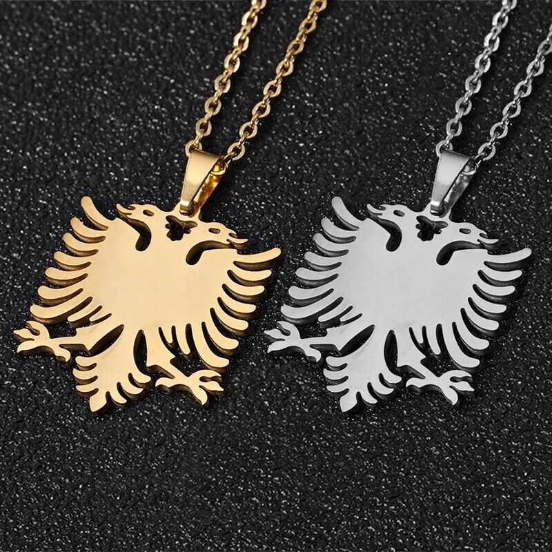 HABO Albanien Albanischer Adler Kette mit Anhänger 60cm Edelstahl Gold Silber