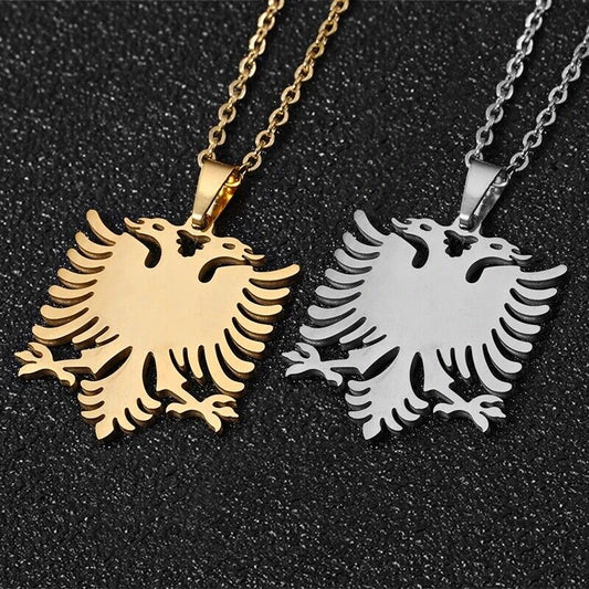 HABO Albanien Albanischer Adler Kette mit Anhänger 60cm Edelstahl Gold Silber
