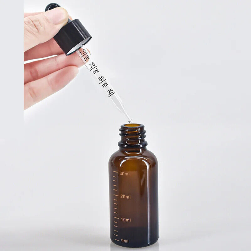 HABO Tropfflaschen 5-100ml Fläschchen Spender Dunkles Glas Getönt Klein Pipette