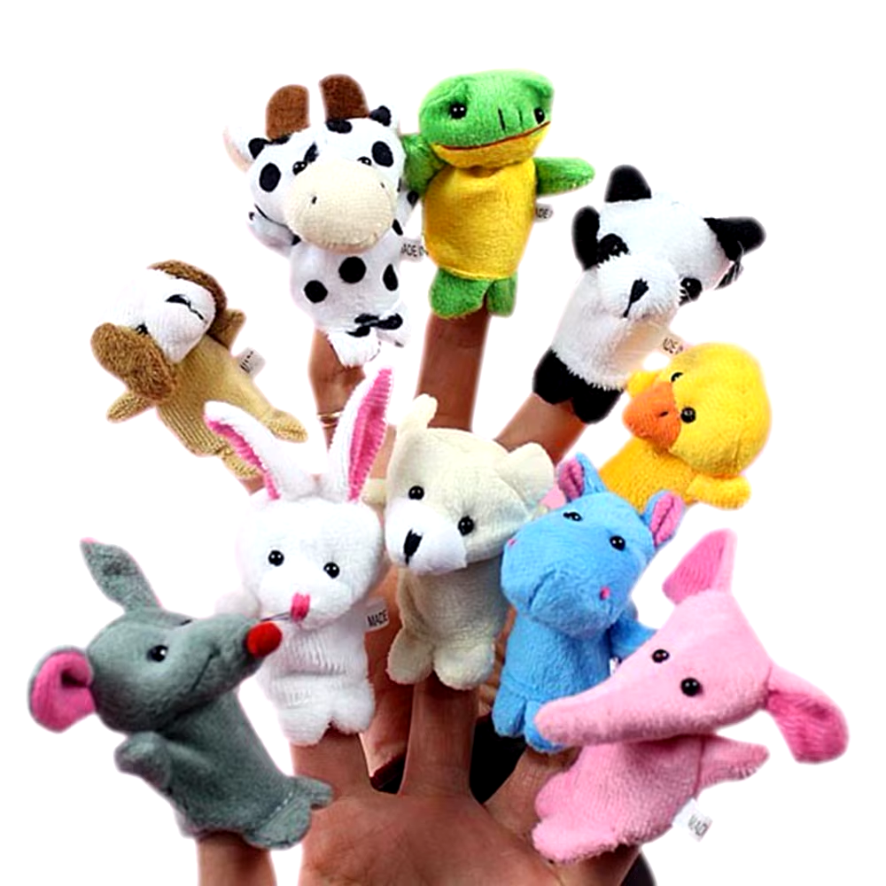 HABO 10 Stück Cartoon-Fingerpuppen – Plüschtiere für Bildung und Geschichtenzeit