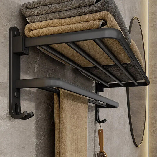 HABO Faltbarer Handtuchhalter - 50cm Aluminium, Mattschwarz