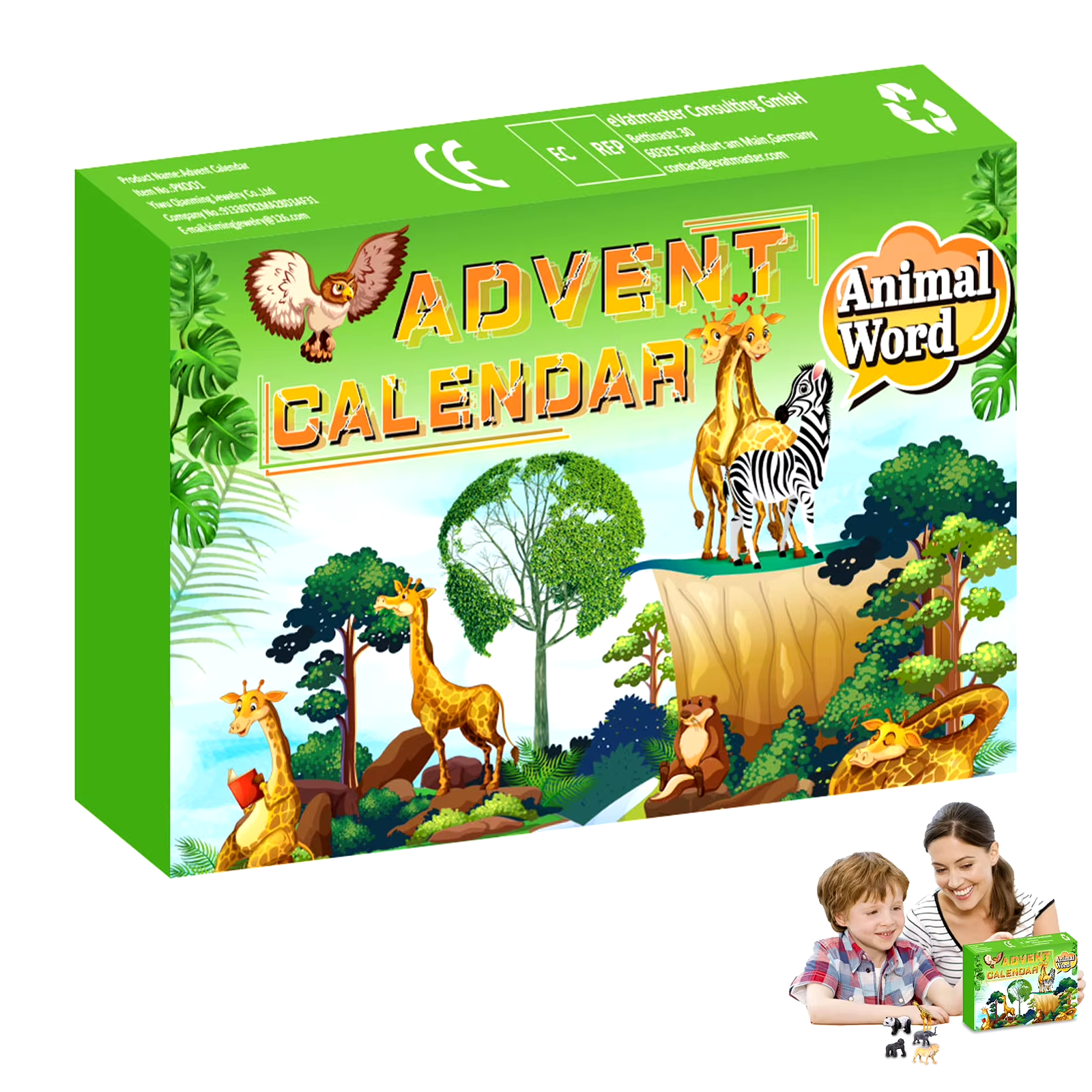 HABO Adventskalender Tierspielzeug Mini Tierfiguren Geschenk Paket Tiere Zoo