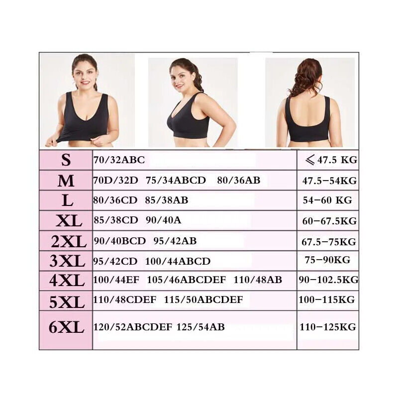 Plussize Größe Bhs Für Frauen Nahtlose Bh Mit Pads Große Größe 5XL 6XL Bralette