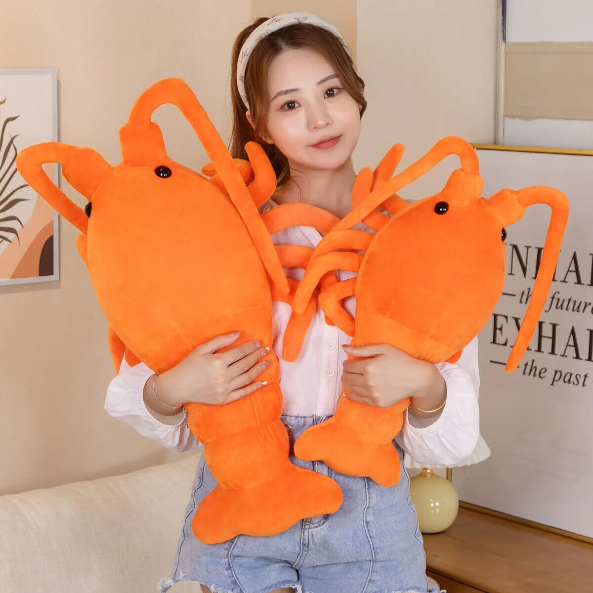 HABO 50-65Cm Roter Hummer Plüschtier Garnele Krebs Kuscheltier Lobster Meer 
