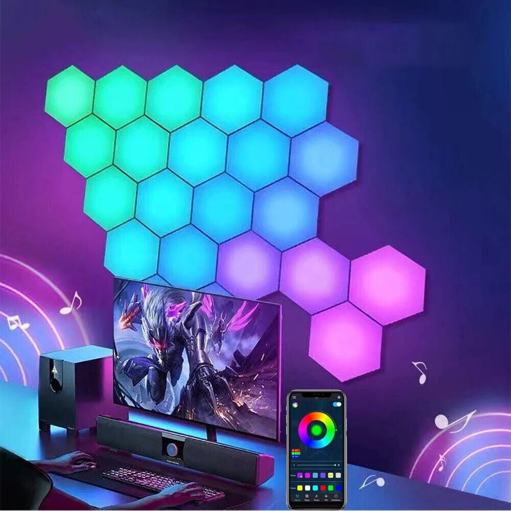 Sechseckige Wandlichter smart RGB Sechseck Wand Lampe Beleuchtung Farbwechsel 
