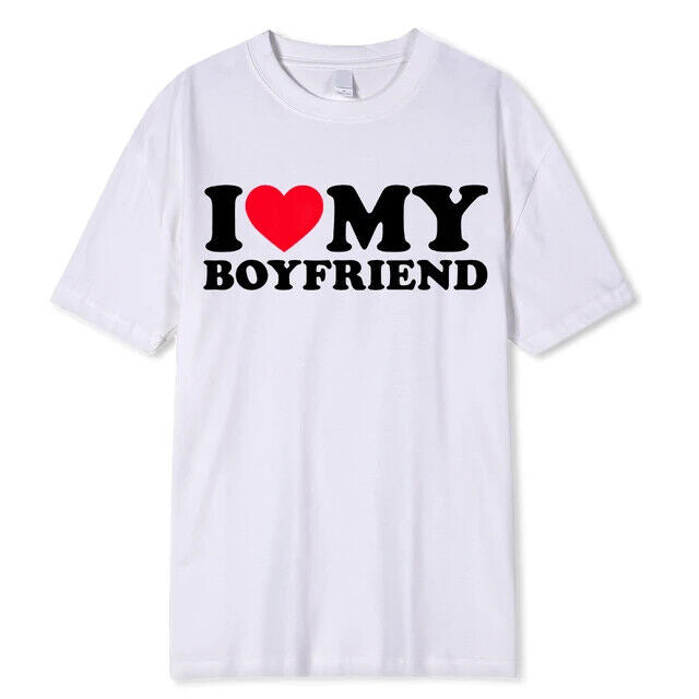 I LOVE MY BOYFRIEND Shirt Damen T-Shirt Liebe Valentinstag Geschenk Partner
