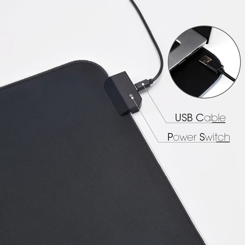 RGB Gaming Mauspad Matte LED Leuchtstreifen Schreibtischunterlage Wasserdicht