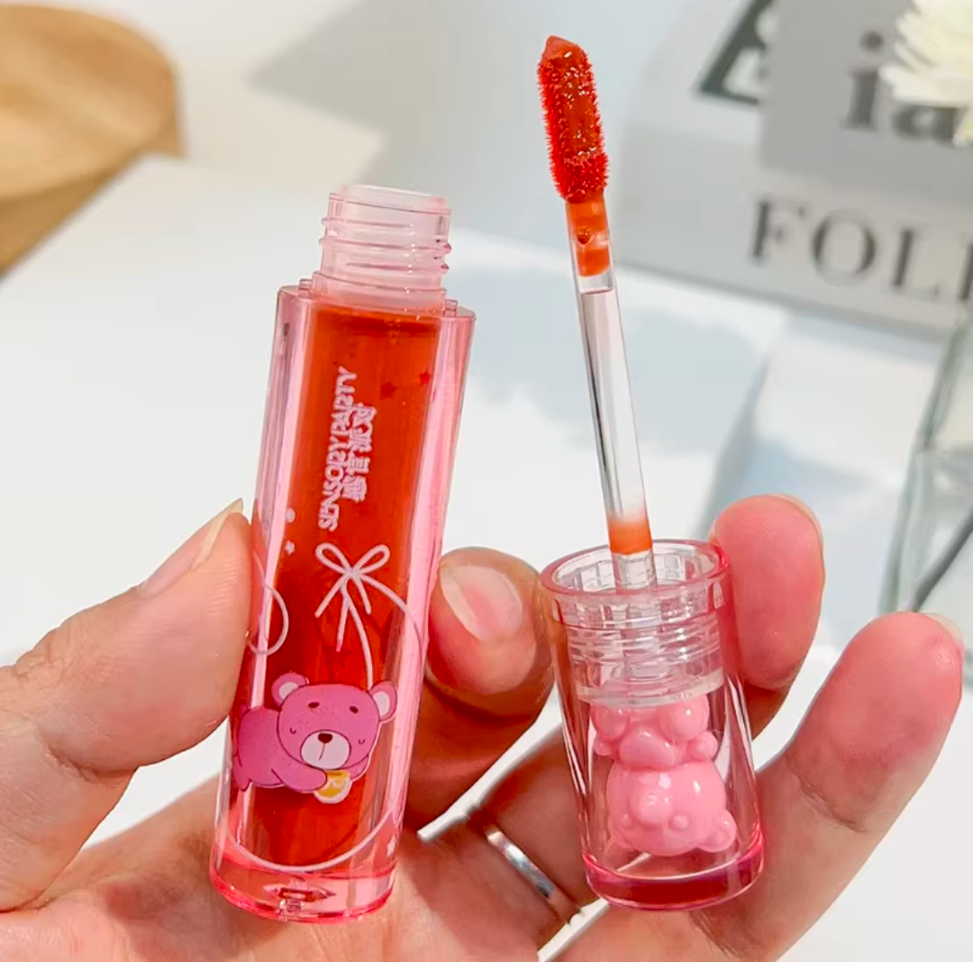 Lipgloss Bär Design glänzende Lippen Spiegelung Frauen Kosmetik Beauty Gloss