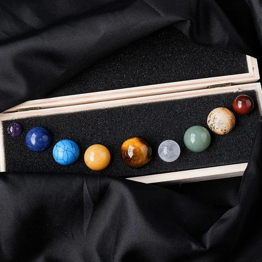 Natürliche Kristall 9-Planeten-Kugel, Solar-Sonnensystem, Felsen, Quarz, Steine,