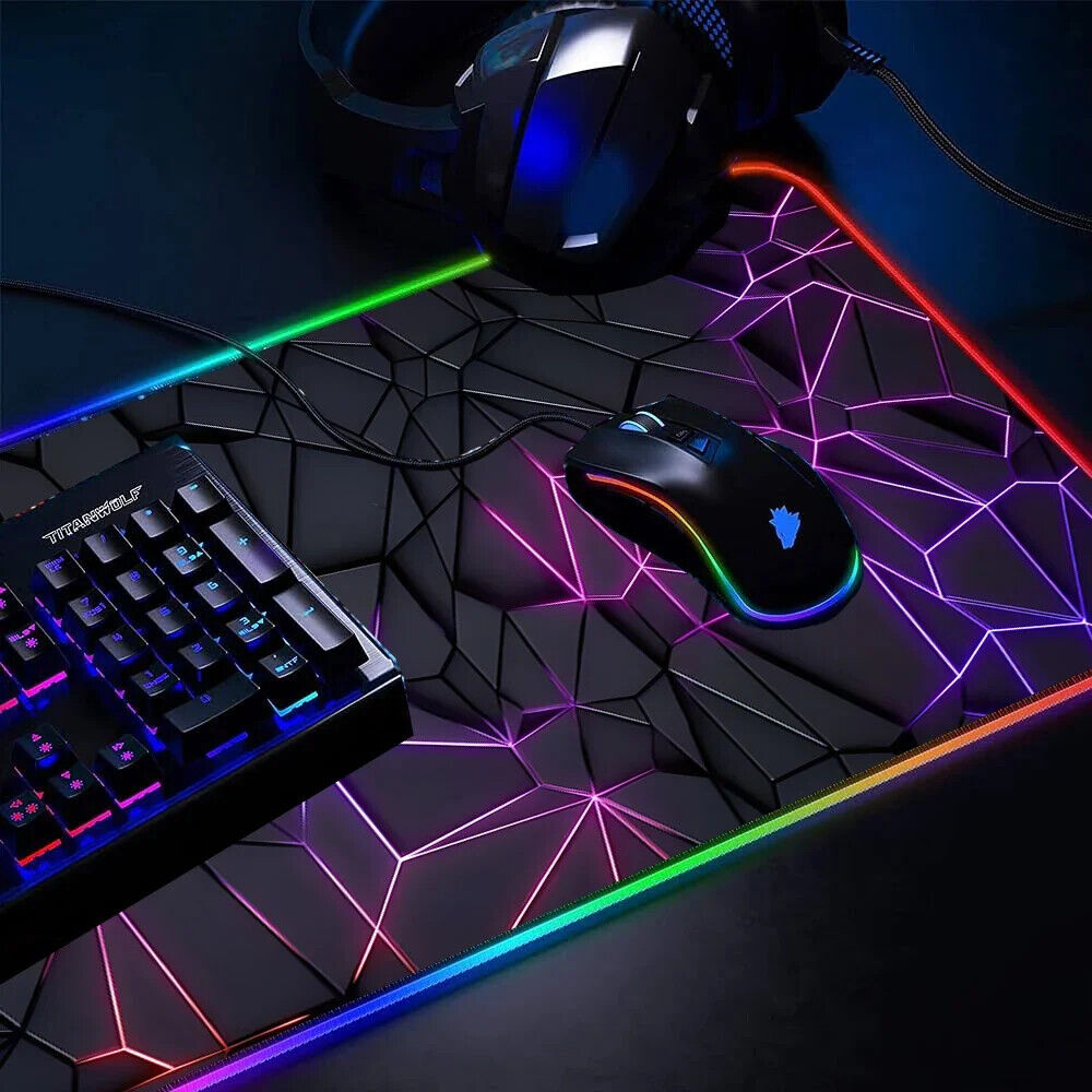RGB Gaming Mauspad LED Mausepad Gaming Zubehör beleuchtete Gummimatte